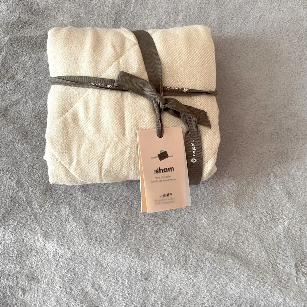 West Elm Flannel Herringbone organic cotton king size sham